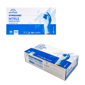 Blue nitrile gloves