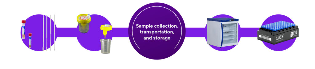 Sample collection, Sample transportation, Sample Storage